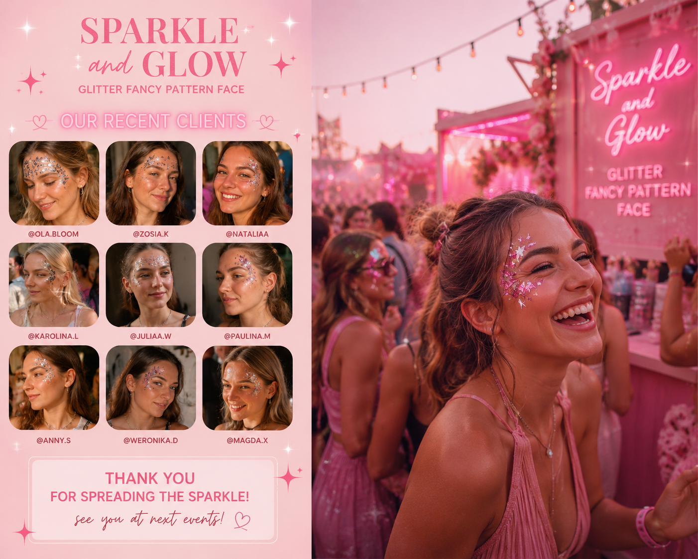 Sparkle & Glow recent clients showcase